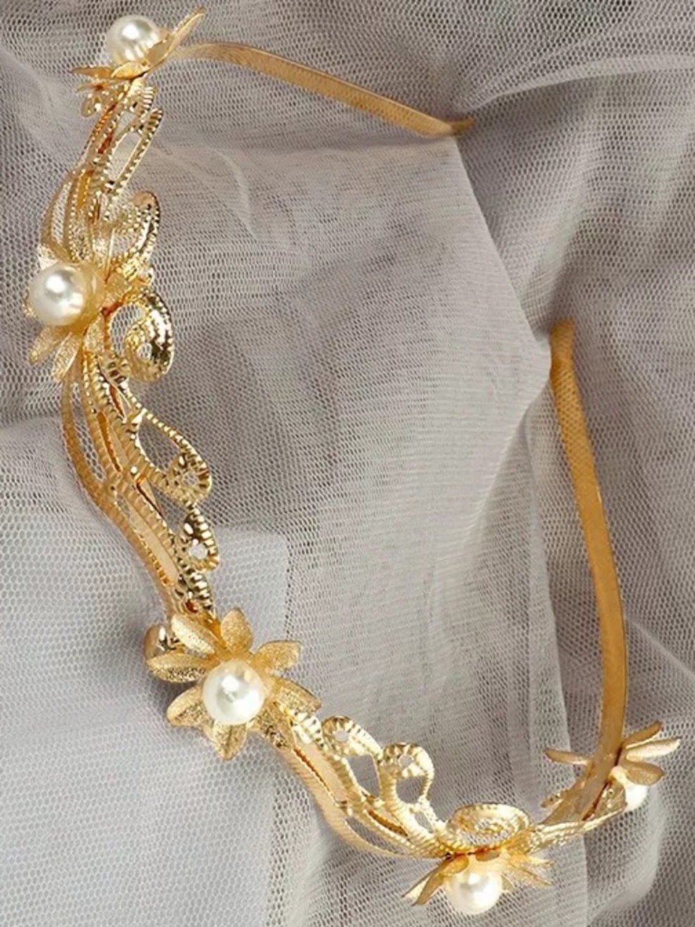 Chain Head Hoop Hair Accessories Pearl Flower Alloy Hair Hoop Luxury Headband!